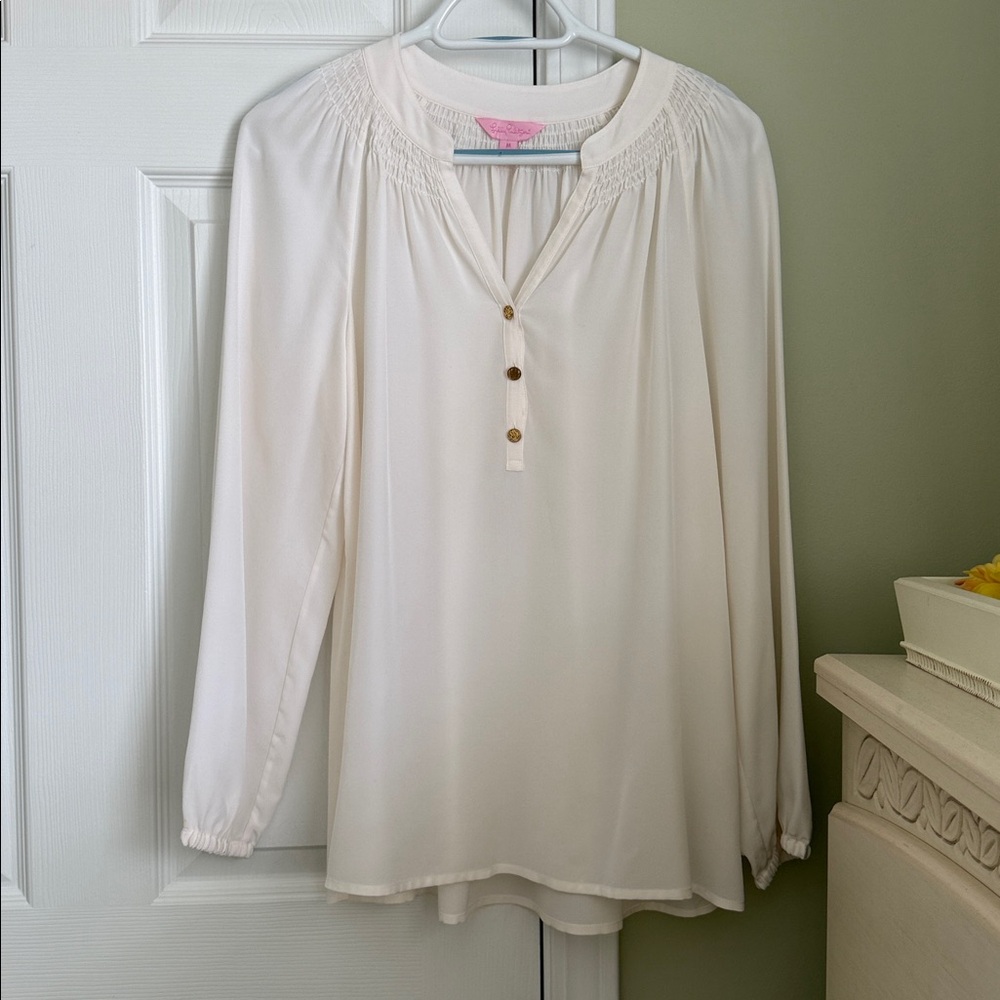 Lilly Pulitzer Elsa Long Sleeve V Neck Top Size M - Picture 3 of 12